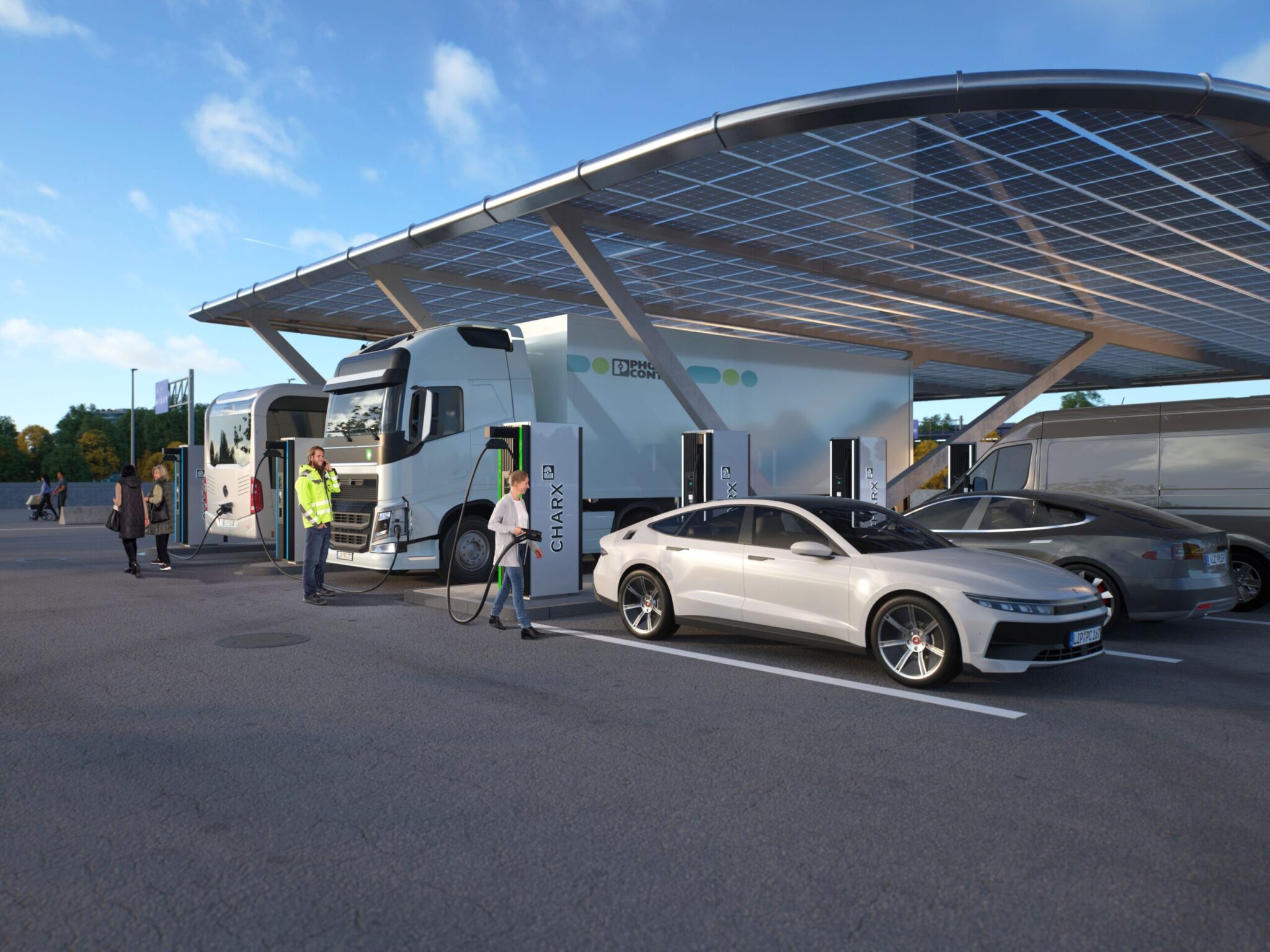 HPC-Ladepark für LKW, Busse und PKWs