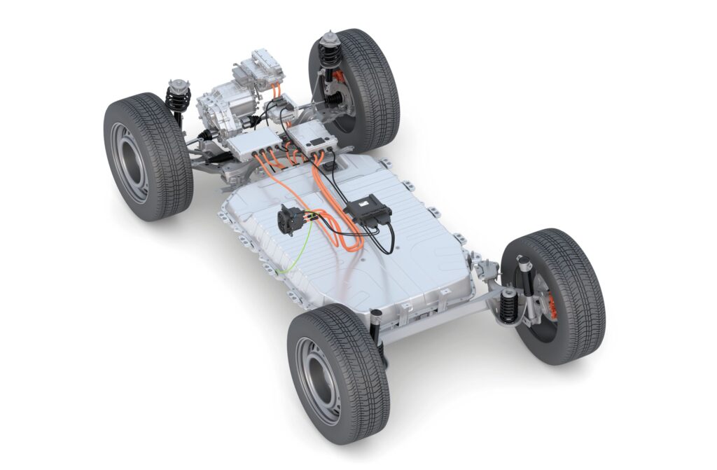 Basic structure of an electric vehicle with CCS vehicle charging inlet and vehicle charging controller.