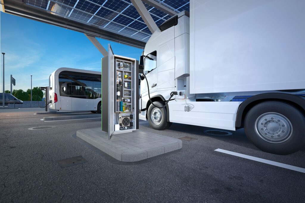 Electric truck charging with CCS megawatt charging cable from Phoenix Contact