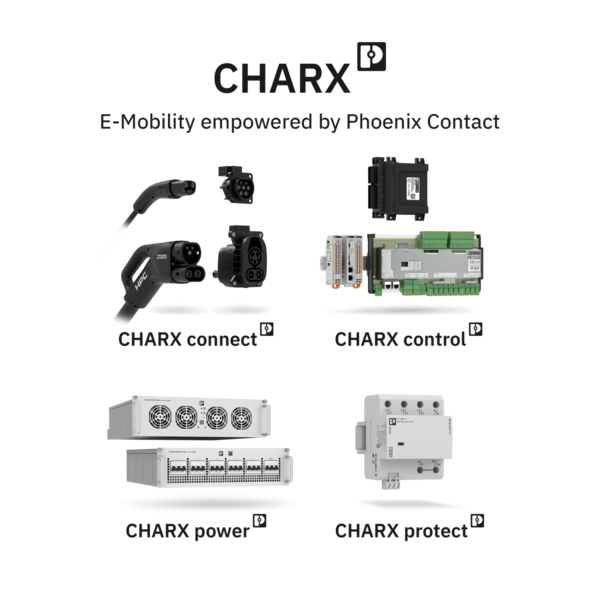 Übersicht der CHARX-Produkte von Phoenix Contact E-Mobility